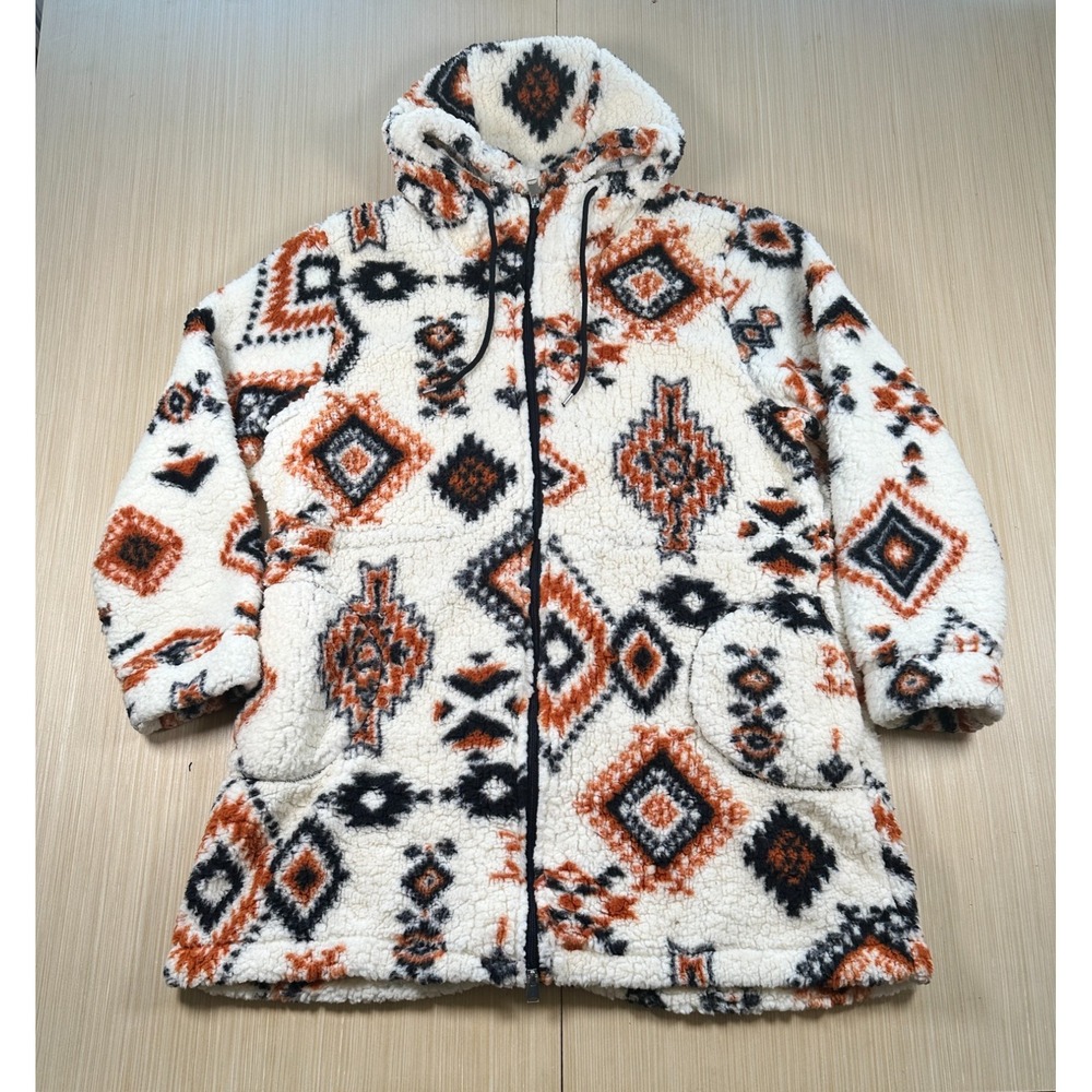 Sabrina Lauren New York Fleece Jacket Womens XL Multicolor Aztec Print Hooded